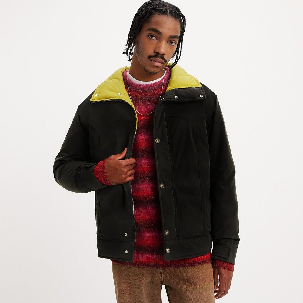 LEVI'S WEBSTER WESTERN PUFFER JACKET COAT - BLACK